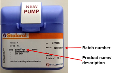 staloral container showing label